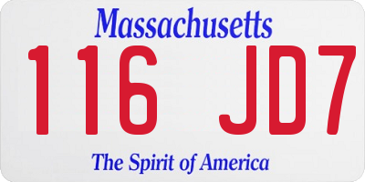 MA license plate 116JD7