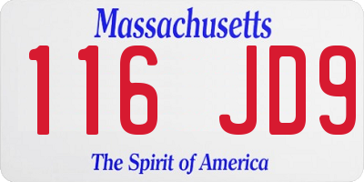 MA license plate 116JD9