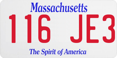 MA license plate 116JE3