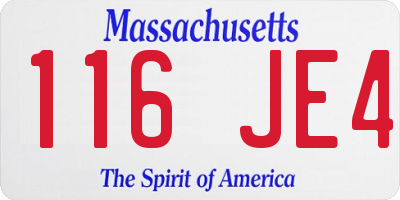MA license plate 116JE4