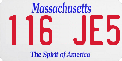 MA license plate 116JE5