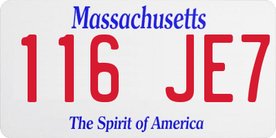 MA license plate 116JE7