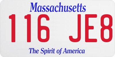 MA license plate 116JE8