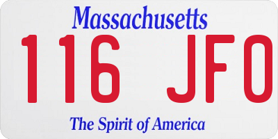 MA license plate 116JF0