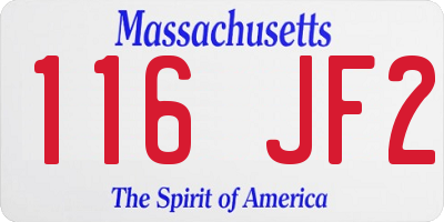 MA license plate 116JF2