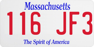 MA license plate 116JF3