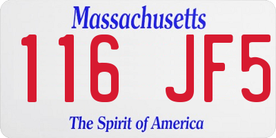 MA license plate 116JF5