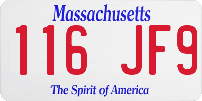 MA license plate 116JF9