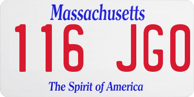 MA license plate 116JG0