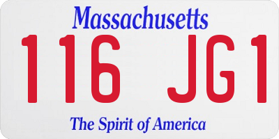 MA license plate 116JG1