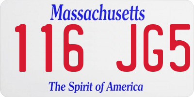 MA license plate 116JG5