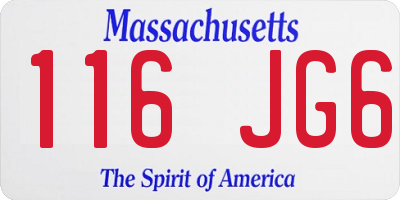 MA license plate 116JG6
