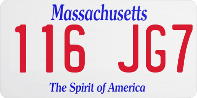 MA license plate 116JG7