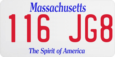 MA license plate 116JG8