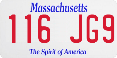 MA license plate 116JG9