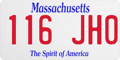 MA license plate 116JH0