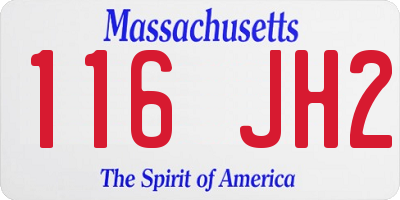 MA license plate 116JH2