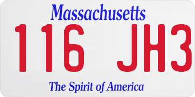 MA license plate 116JH3