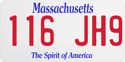 MA license plate 116JH9