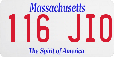 MA license plate 116JI0