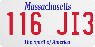 MA license plate 116JI3