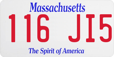 MA license plate 116JI5