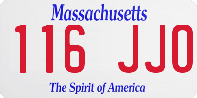 MA license plate 116JJ0