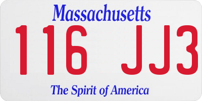 MA license plate 116JJ3