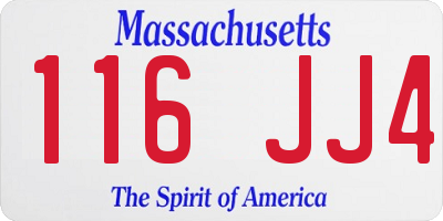 MA license plate 116JJ4