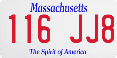 MA license plate 116JJ8