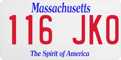 MA license plate 116JK0