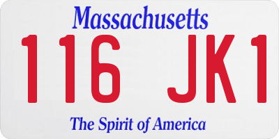 MA license plate 116JK1
