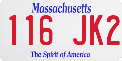 MA license plate 116JK2