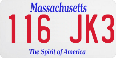 MA license plate 116JK3