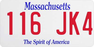 MA license plate 116JK4
