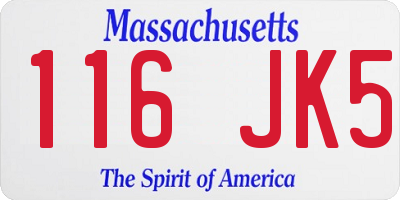 MA license plate 116JK5