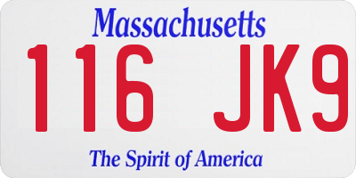 MA license plate 116JK9