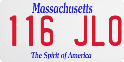 MA license plate 116JL0