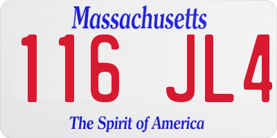 MA license plate 116JL4