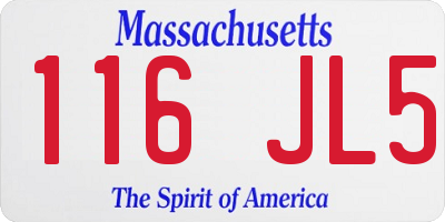 MA license plate 116JL5