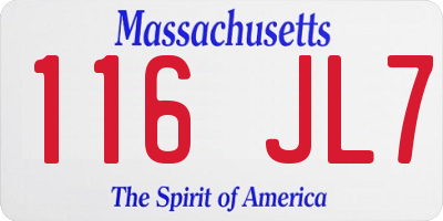 MA license plate 116JL7