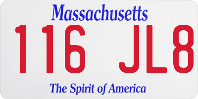 MA license plate 116JL8