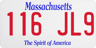 MA license plate 116JL9