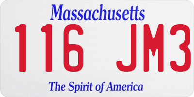 MA license plate 116JM3