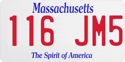 MA license plate 116JM5