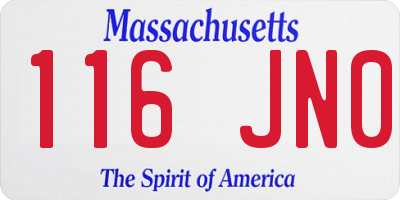 MA license plate 116JN0
