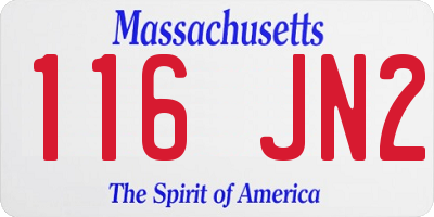 MA license plate 116JN2