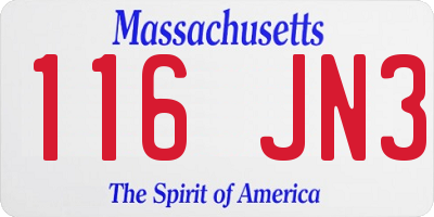 MA license plate 116JN3