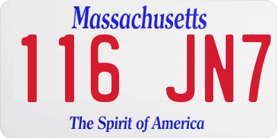 MA license plate 116JN7