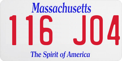 MA license plate 116JO4